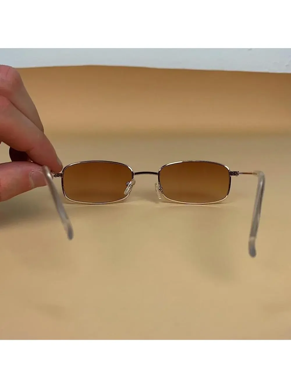 Y2k 2000s vintage brown and gold unique slim style silver mirror lense
